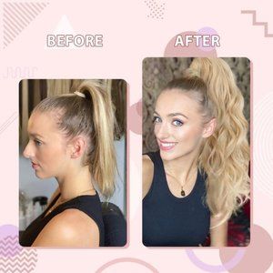 💕 Long Wrap Around Wavy Ponytail Extension Blonde With Lowlights! NWOT! 👍🏻😬